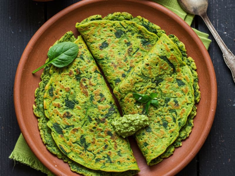 Spinach and Moong Dal Chilla