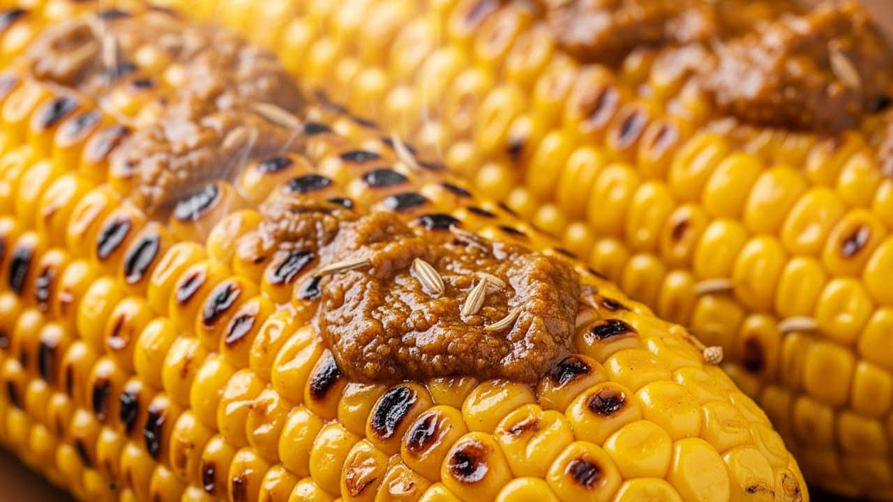 indian bbq Grilled corn with masala butter
