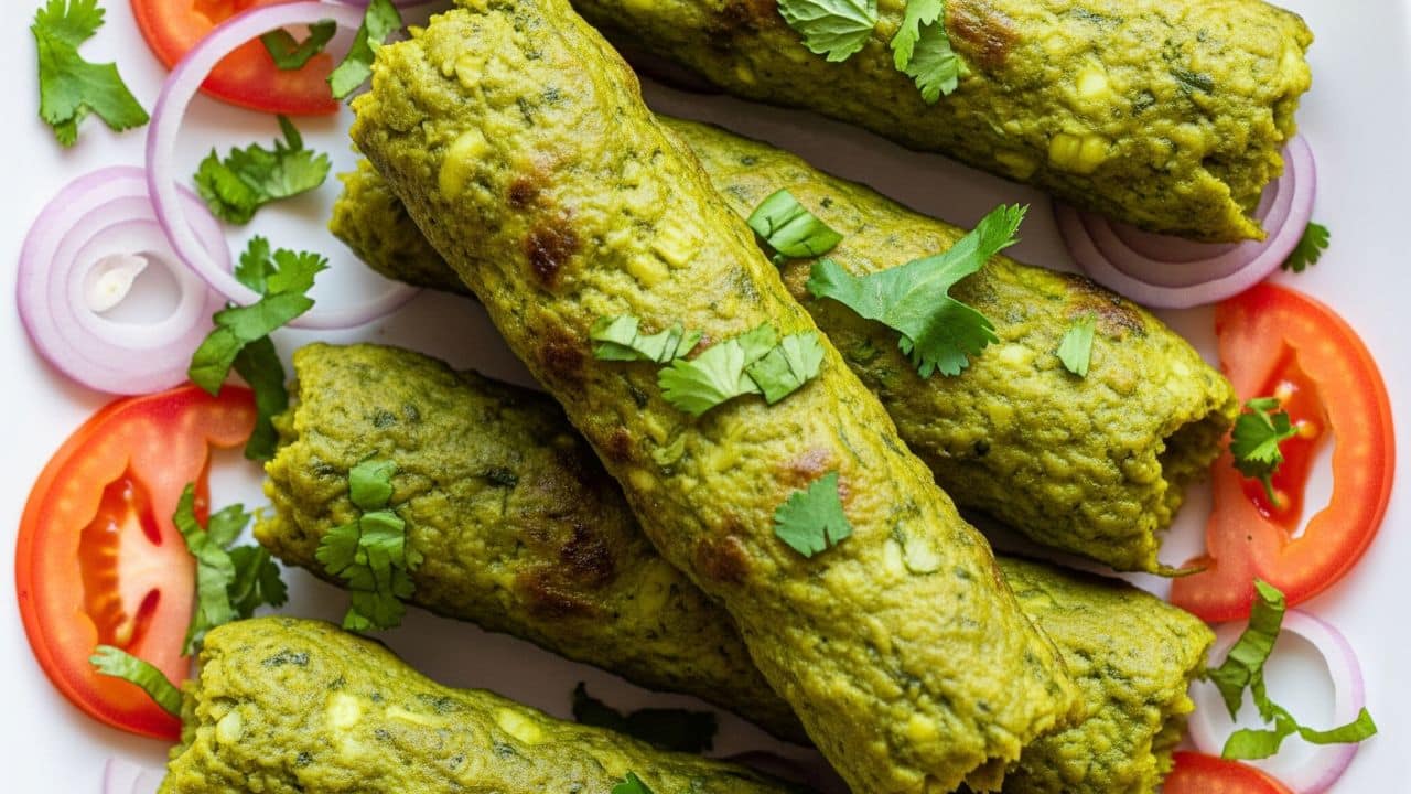 indian bbq Hariyali Veg Seekh Kebabs
