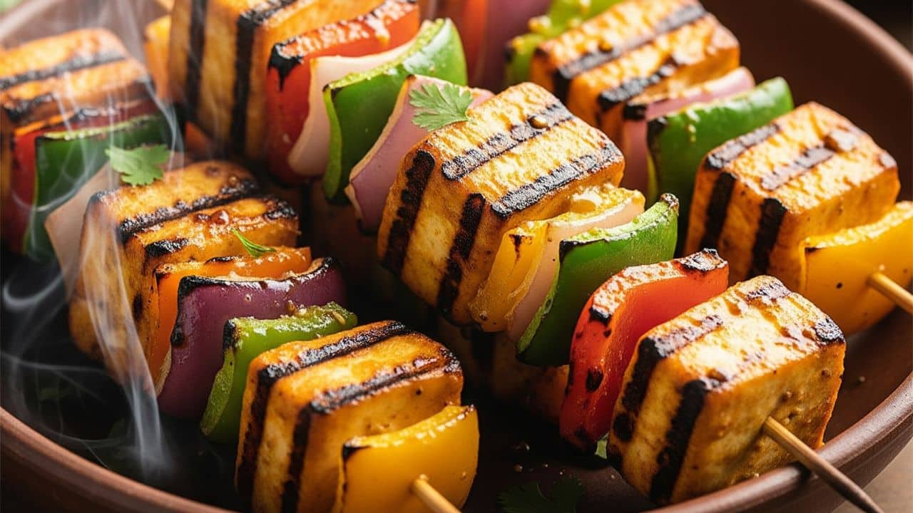 indian bbq Paneer Vegetable Shashlik