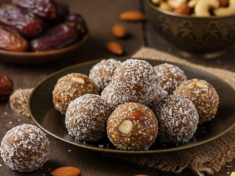 vegetarian pot luck date nut ladoo