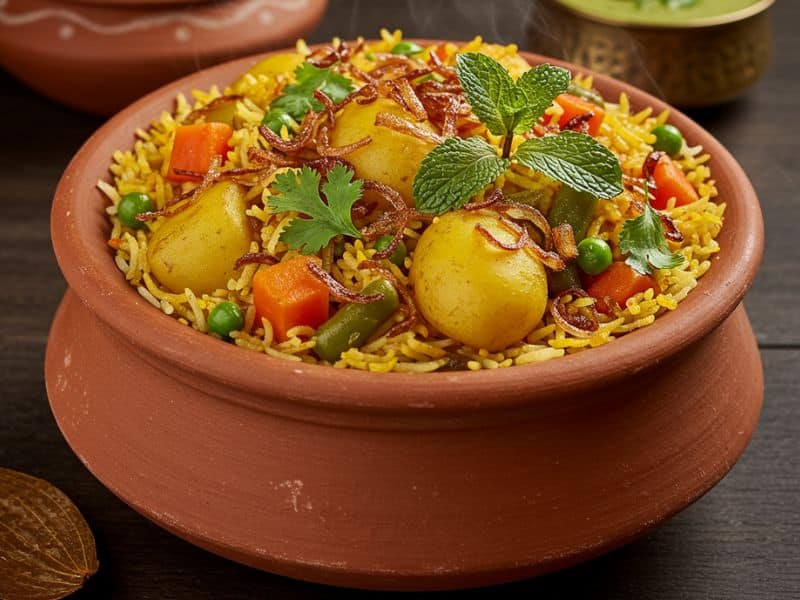 vegetarian pot luck vegetable biryani