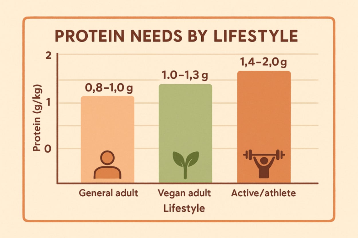 Bar graph showing protein needs by lifestyle