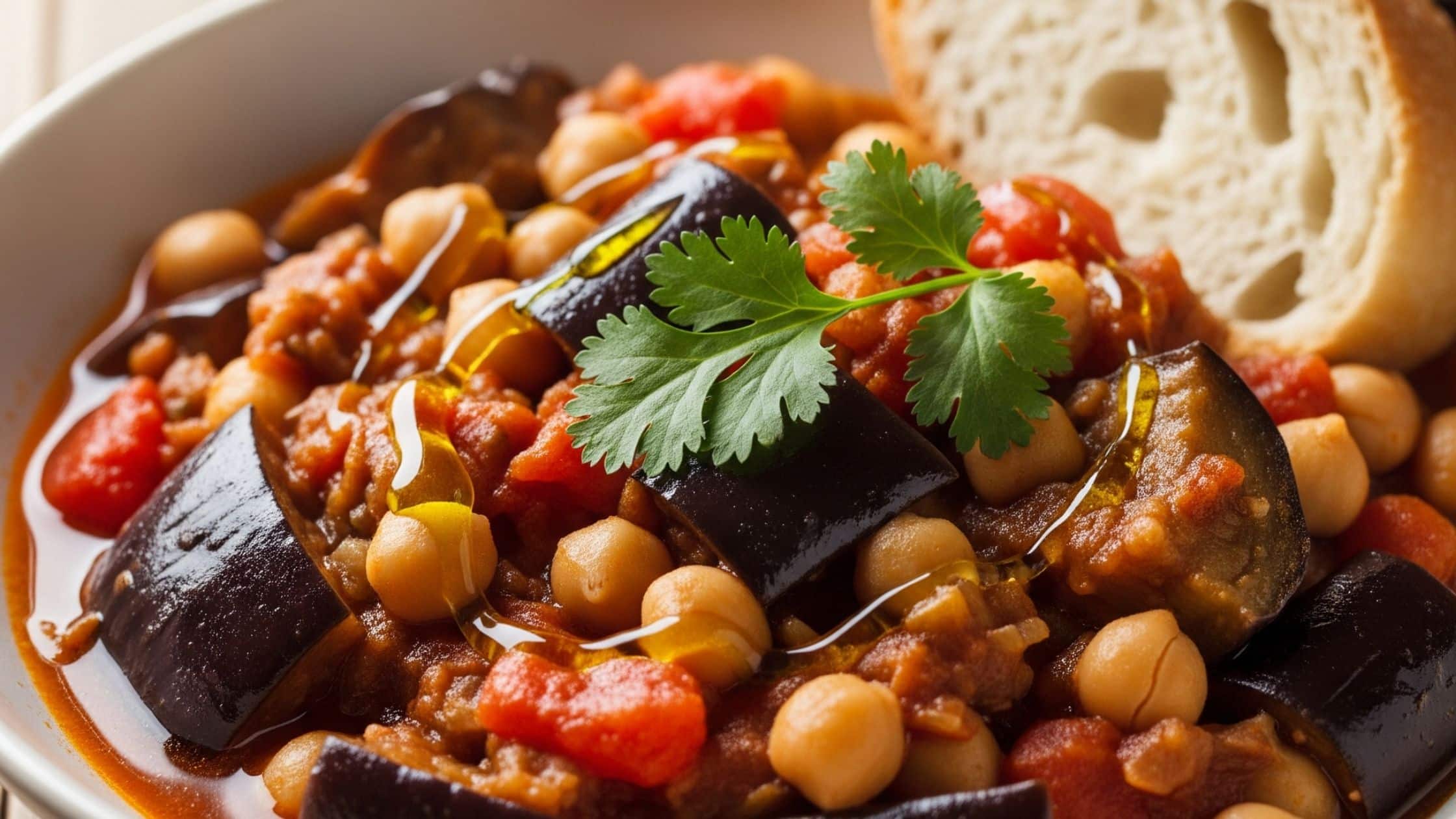 Egg plant and chickpea stew
