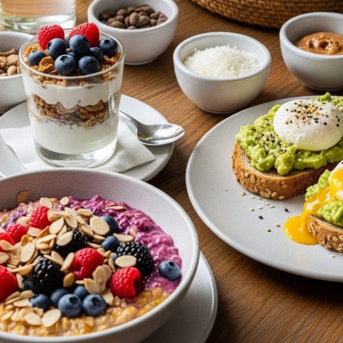 Healthy breakfast spread