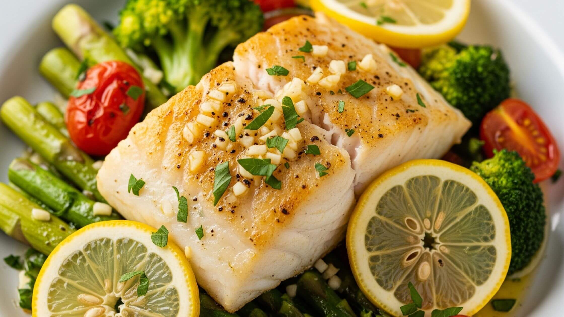 Lemon Garlic Fish Fillet With Veggies