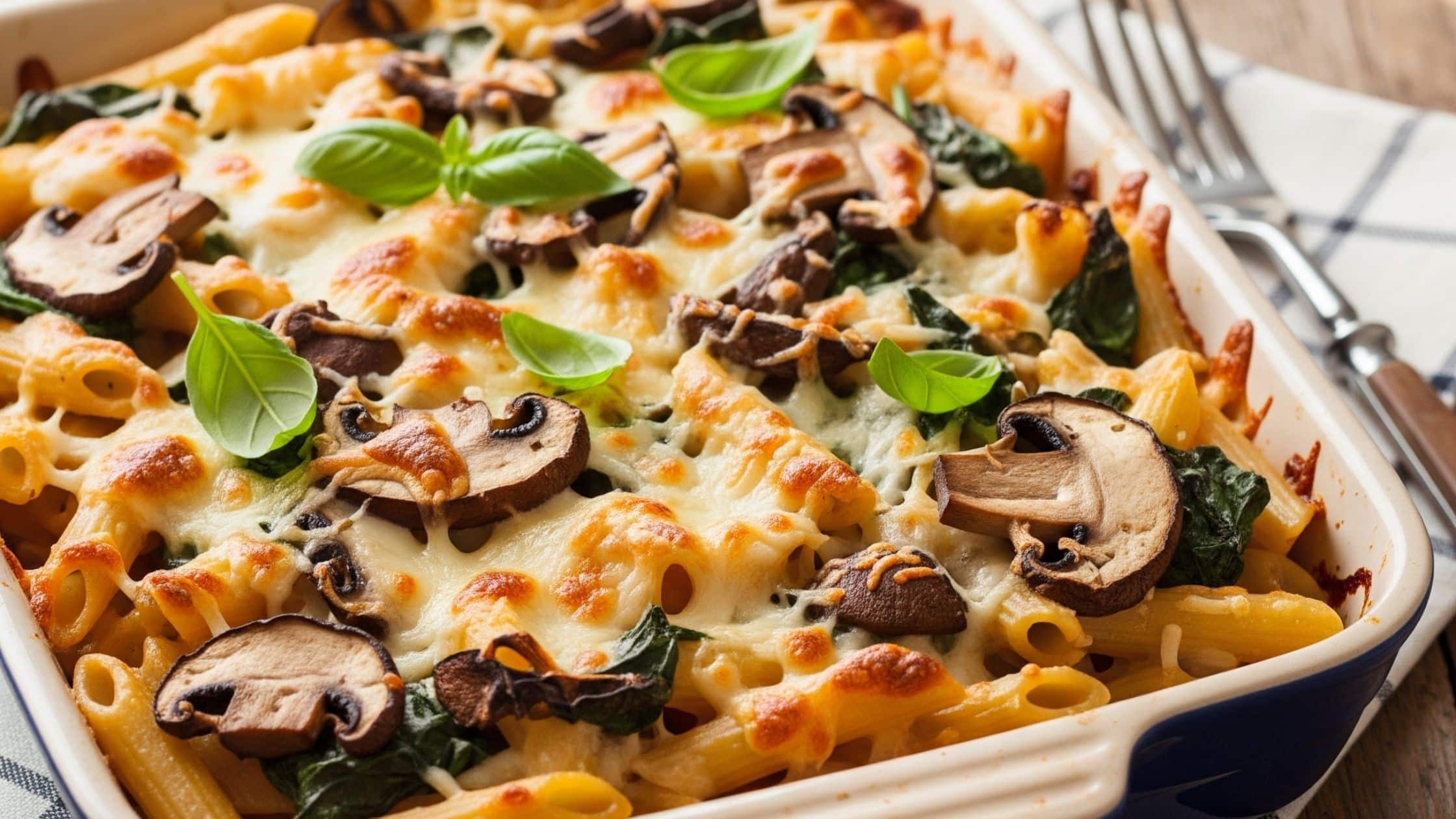 Mushroom Spinach Pasta Bake