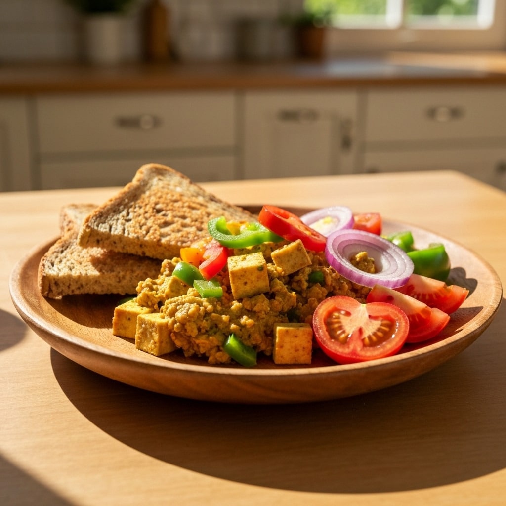 Tofu bhurji with multigrain toast