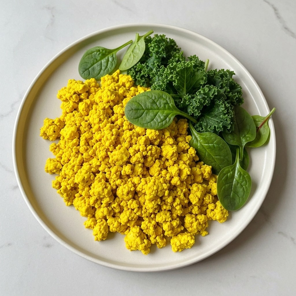 Turmeric tofu scramble with greens plate