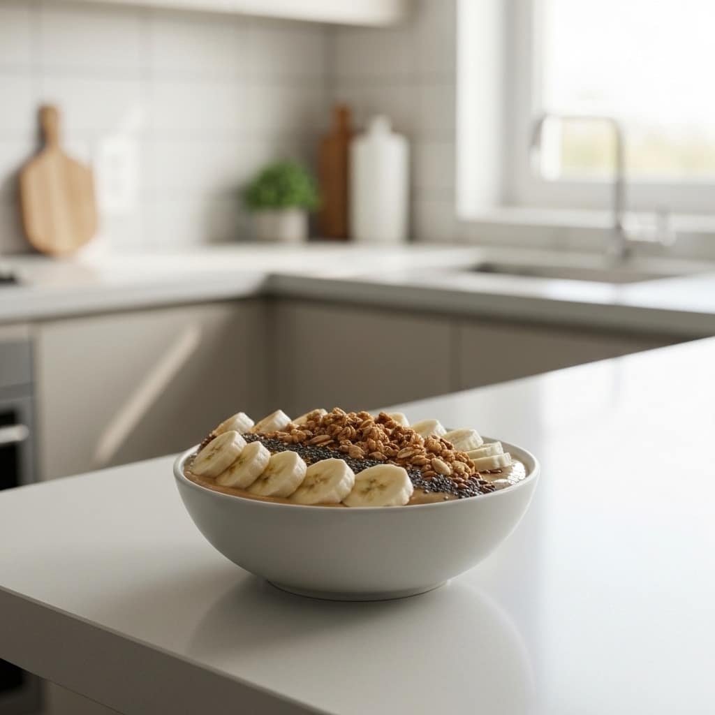 Vegan banana peanut butter smoothie bowl