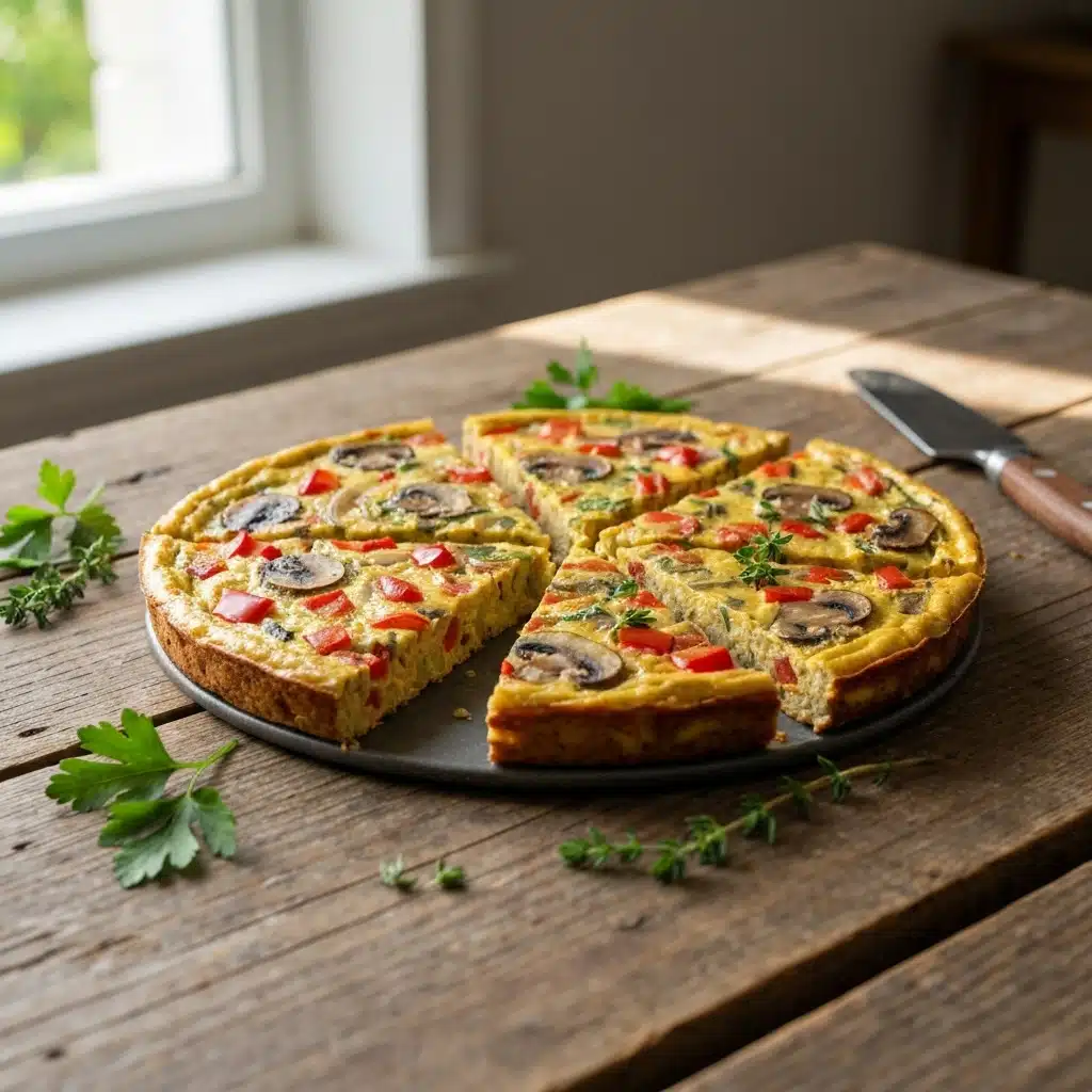 Vegan frittata sliced for meal prep