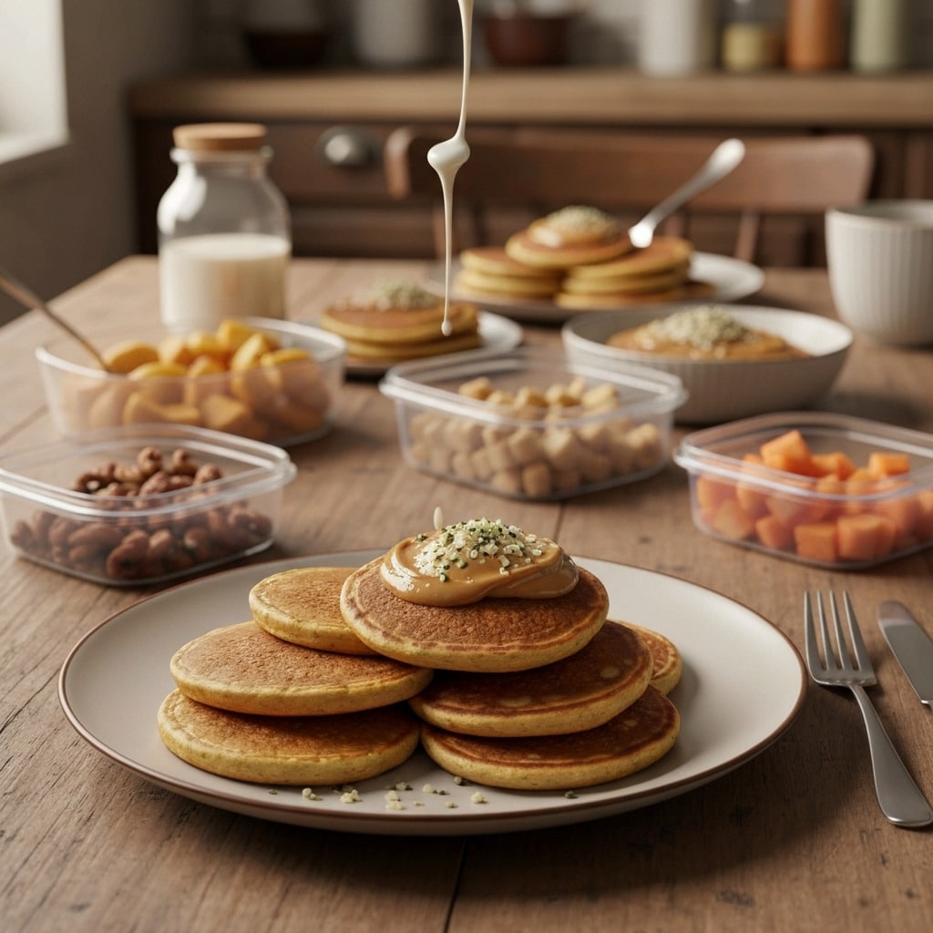 Vegan oatmeal pancakes breakfast prep