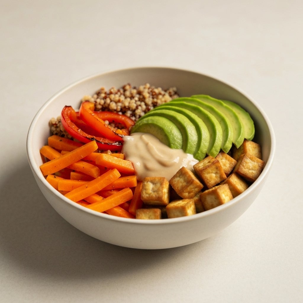 Vegan tofu breakfast bowl meal prep