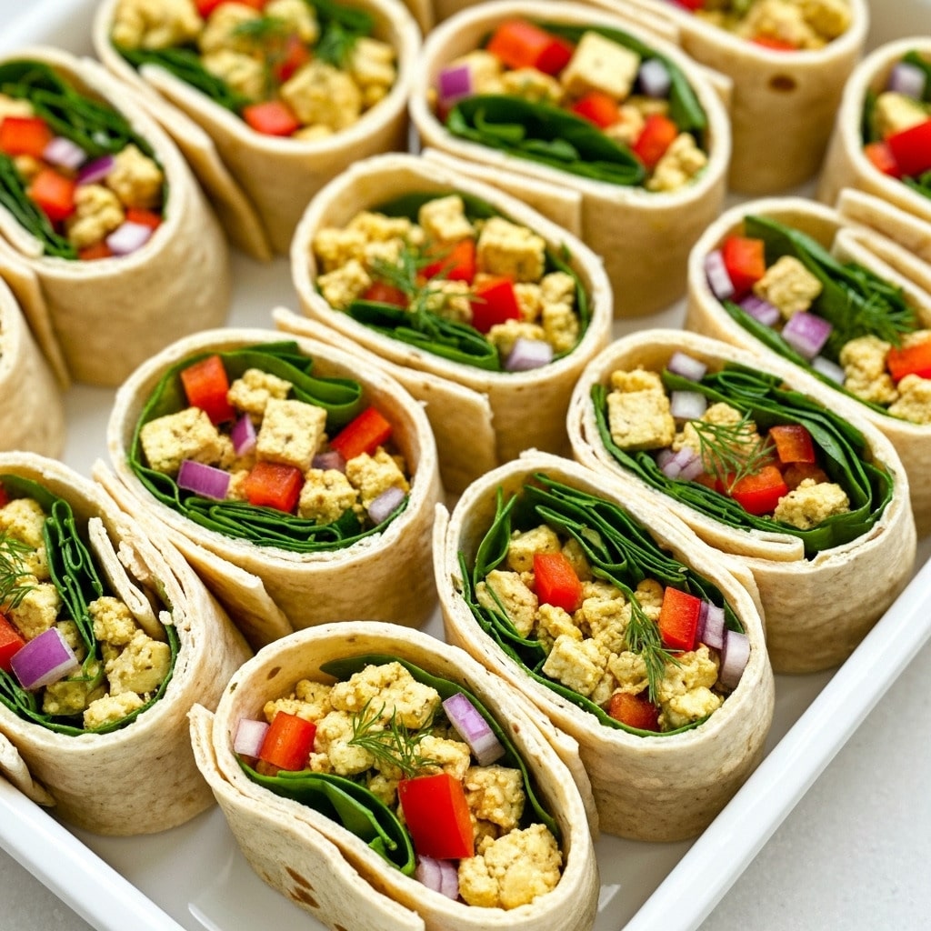 Vegan tofu scramble breakfast wrap