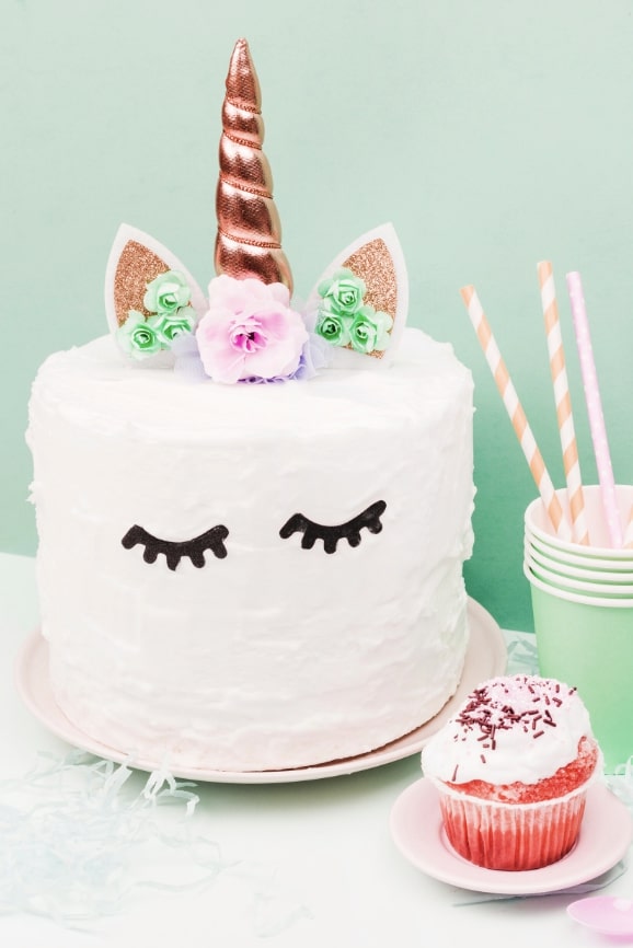 Layered vanilla unicorn cake