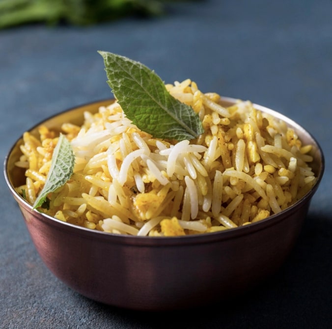 Lemon rice in a bowl