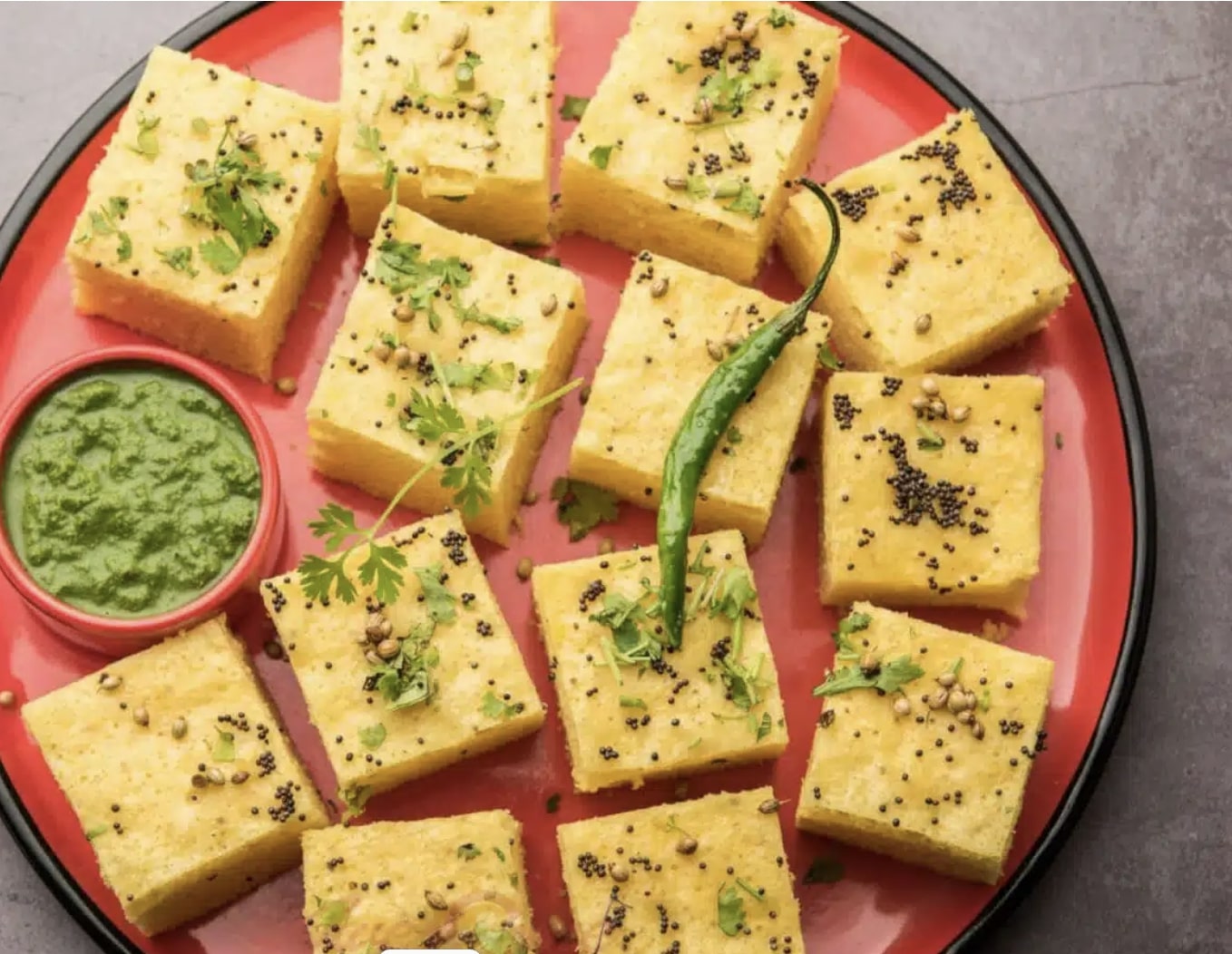 Steamed dhoklas with chutney