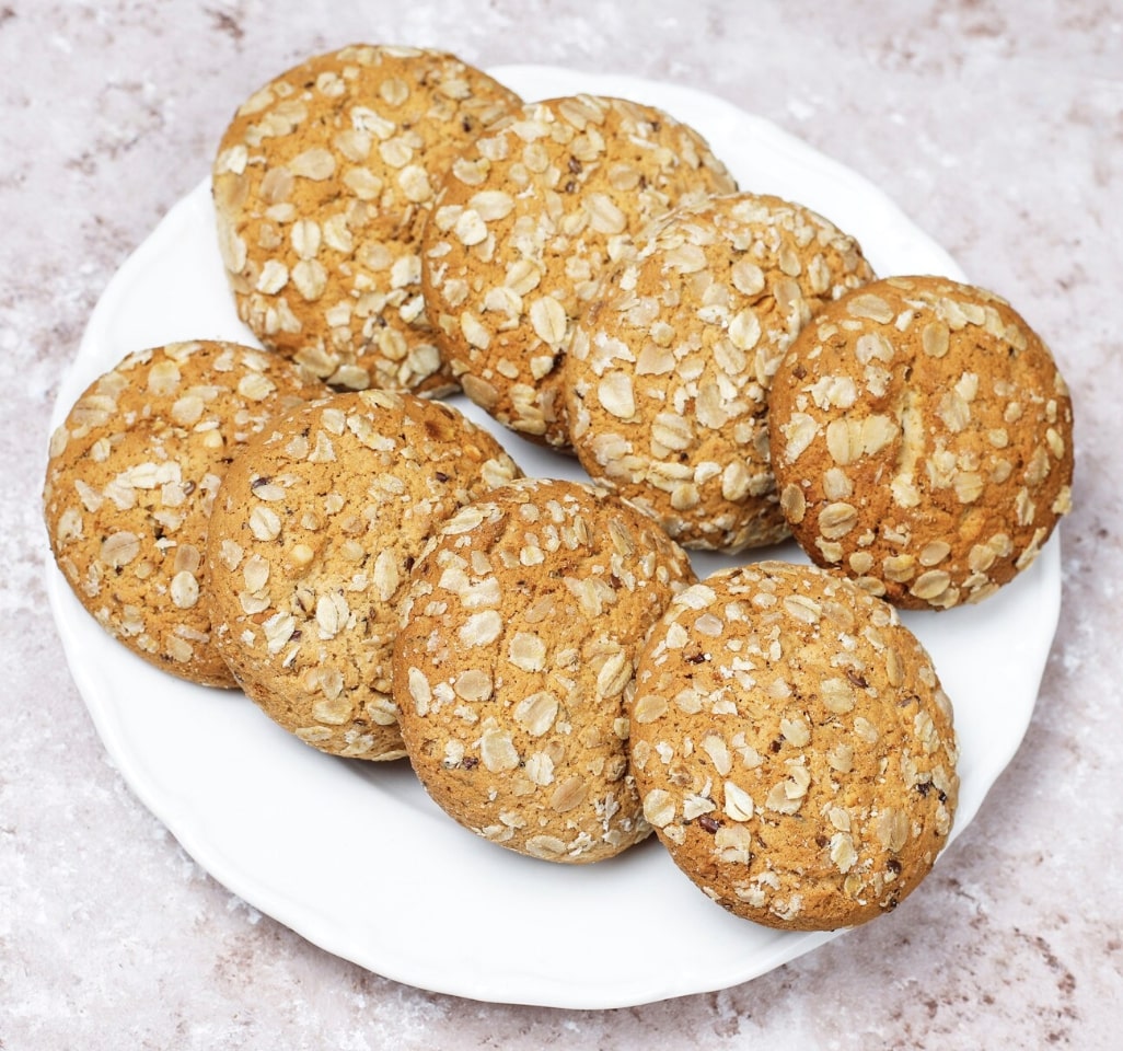 banana oat cookies on a plate