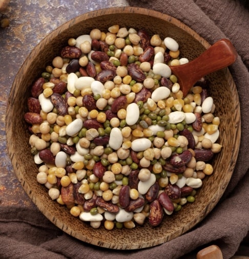 beans and chickpea in a bowl