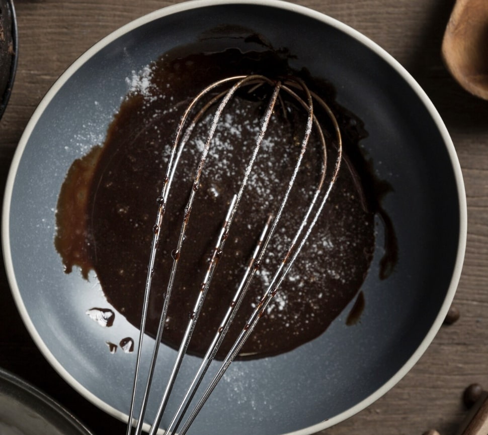cake batter and whisk in a bowl