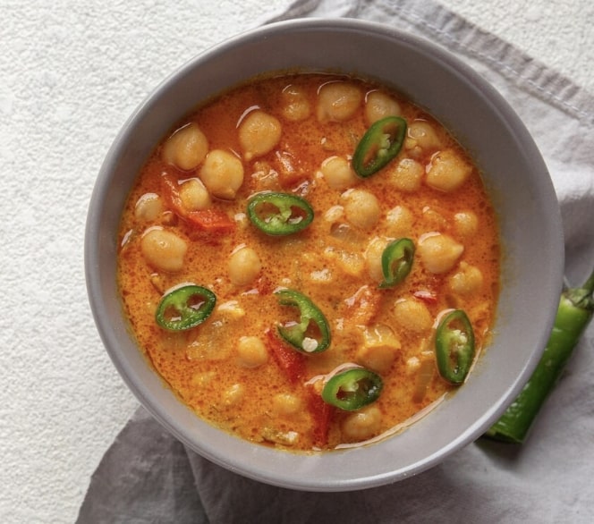 chana masala with no oil in a bowl