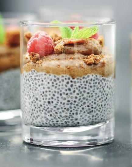 chia and flax pudding in a glass