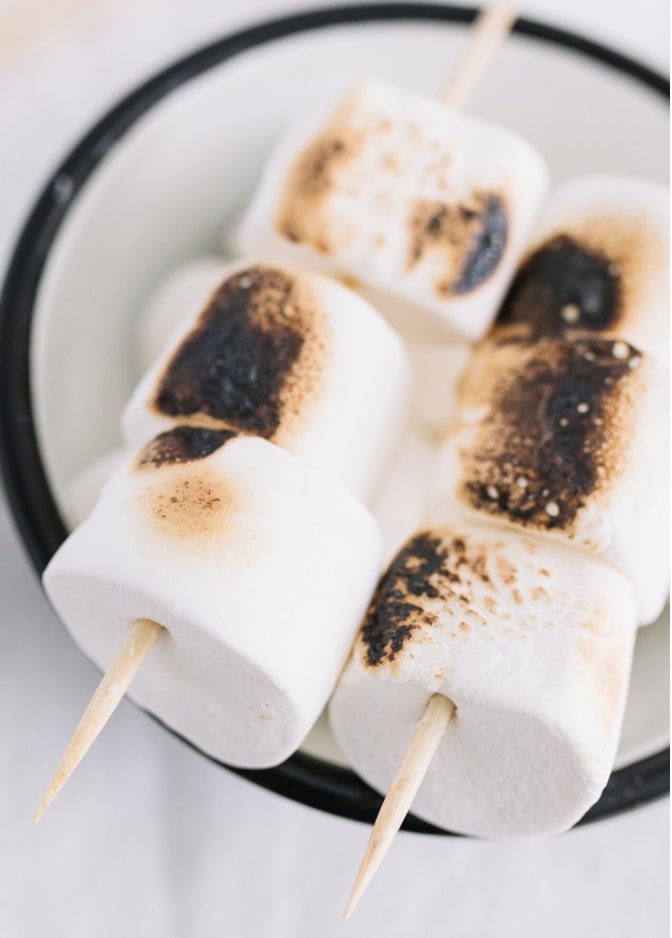 marshmallows on a skewer 