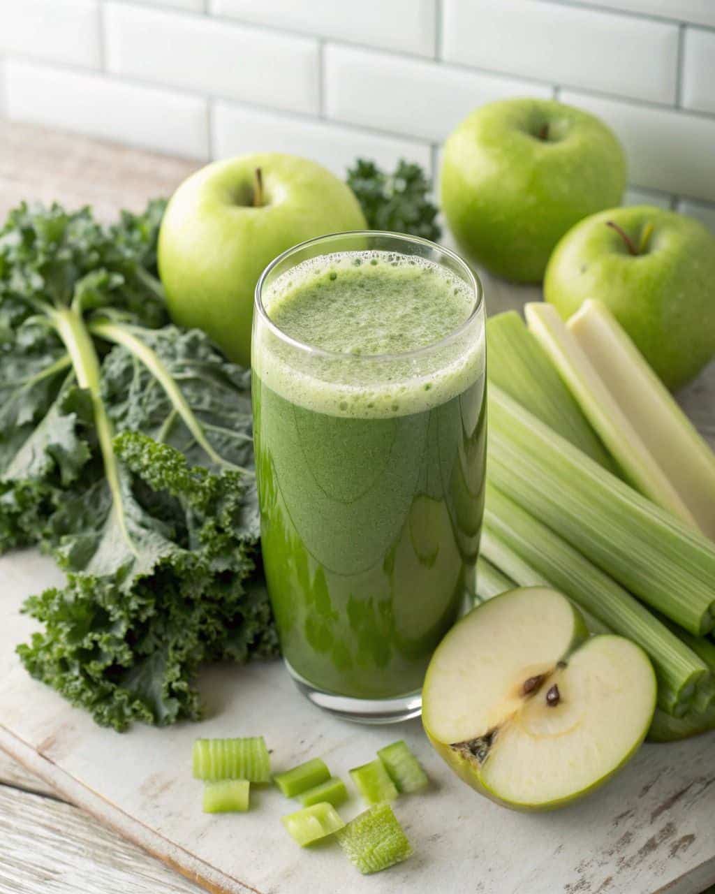 What Are the Benefits of Smoothies and Juices for Health? 3 Green detox juice made with cucumber celery spinach and green apple