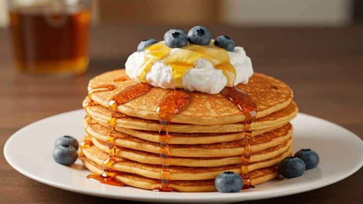 What Are the 25 Best Brunch Dishes for Weekend Meals? 28 Fluffy American pancakes served with maple syrup and butter for brunch