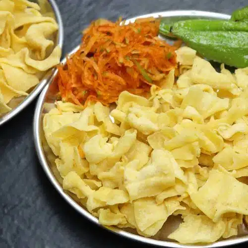 What Are the 25 Best Brunch Dishes for Weekend Meals? 36 Gujarati fafda gathiya served with fried chillies and chutney