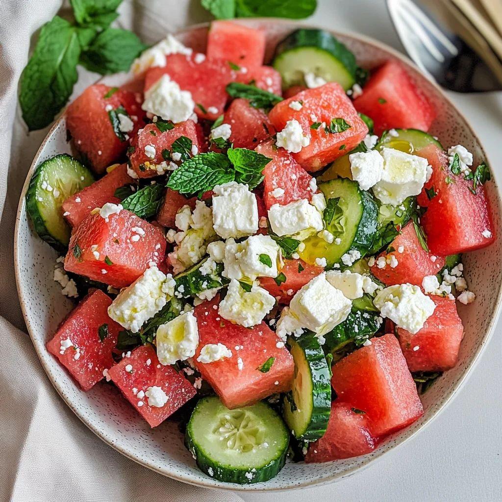 What Are Easy Summer Veggie Recipes for Light Meals? 8 Watermelon feta salad with cubes of watermelon and crumbled cheese
