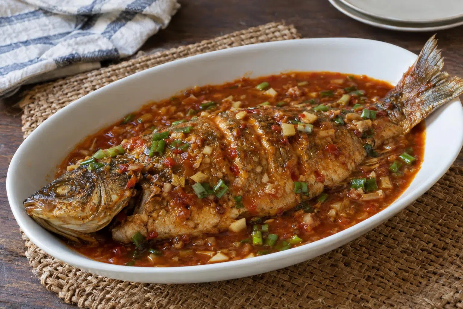 Braised Whole Fish in Chilli and Garlic Sauce Recipe | Awesome Cuisine