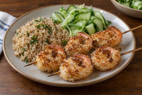 Coconut Shrimp with Cucumber Salad 5 Homemade Coconut Shrimp with Cucumber Salad, ready to serve