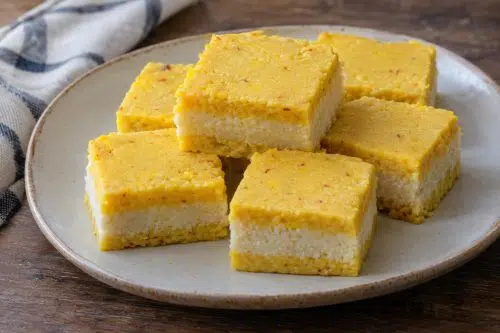 Homemade Kesar Sandesh, ready to serve