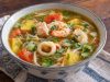 Homemade Pineapple Seafood Soup, ready to serve