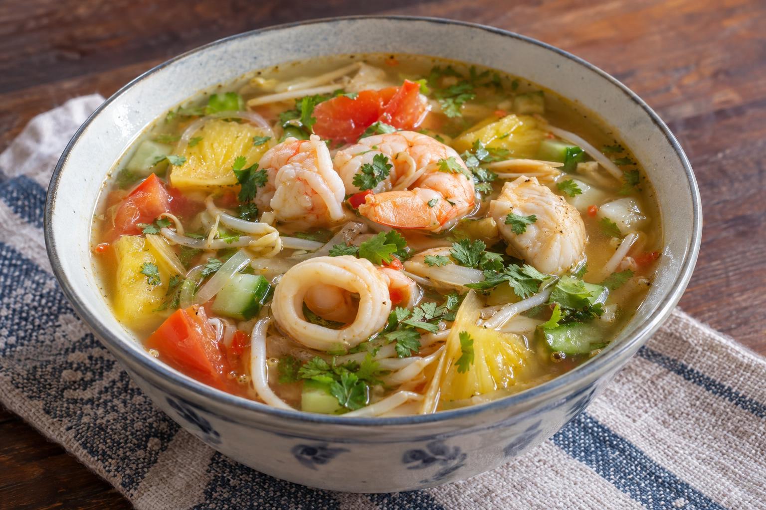 Pineapple Seafood Soup Recipe | Quick & Tangy | Awesome Cuisine