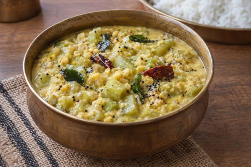 Homemade Thengaipal Poritha Kootu, ready to serve
