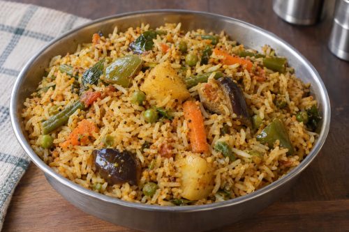 Vegetable Masala Rice 5 Homemade Vegetable Masala Rice, ready to serve