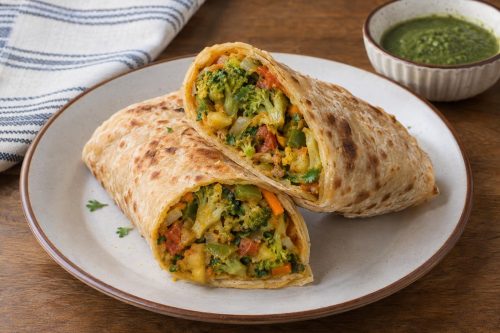 Broccoli Kathi Roll 5 Homemade Broccoli Kathi Roll, ready to serve