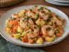 Homemade Chilled Shrimp with Pineapple and Papaya Salsa, ready to serve