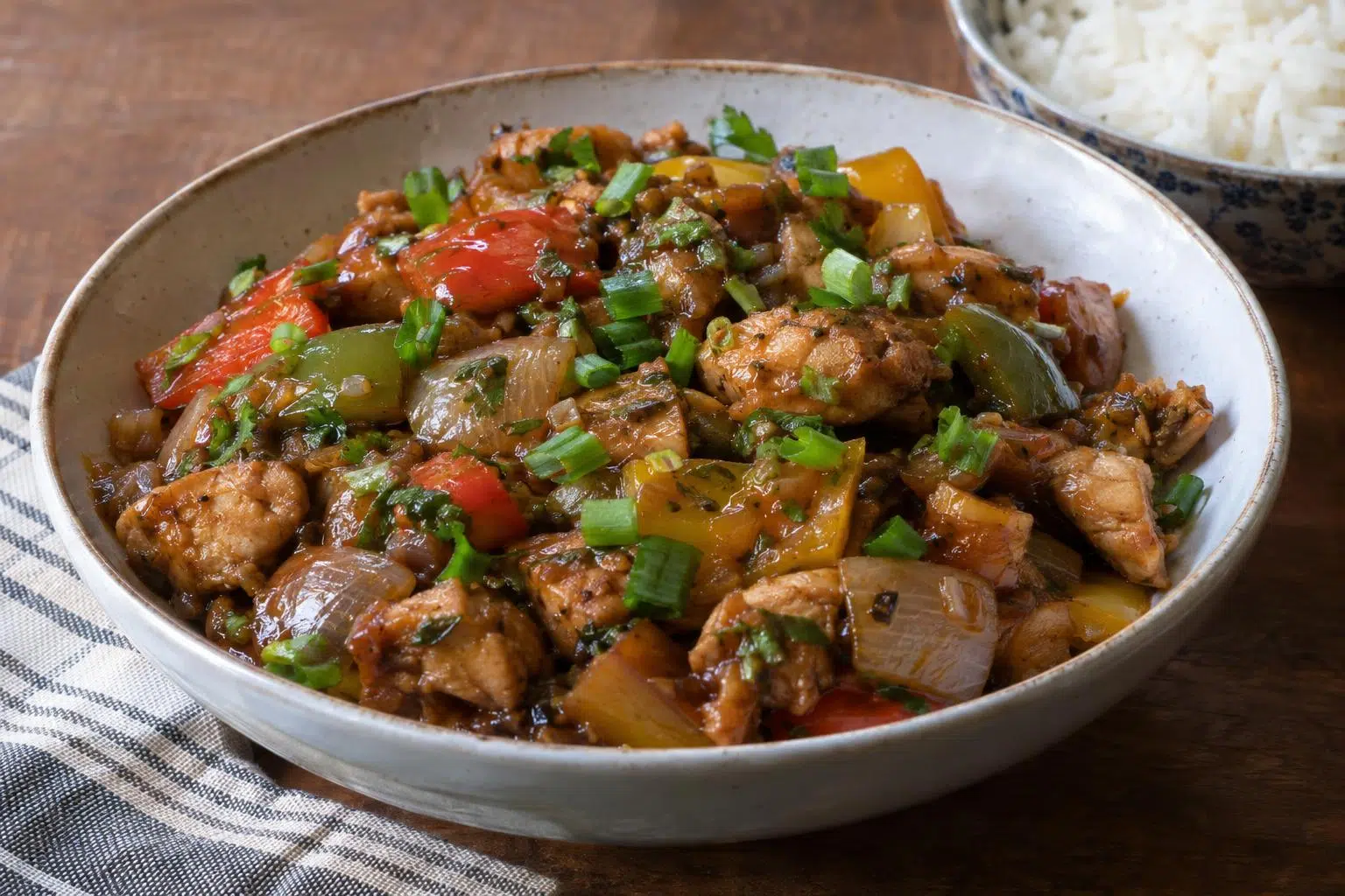 Homemade Chilli Soya Chicken, ready to serve