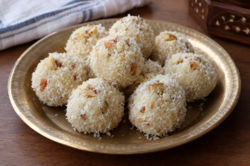 Homemade Coconut Laddu, ready to serve