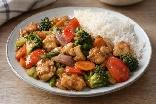 Homemade Crunchy Chicken and Vegetables, ready to serve