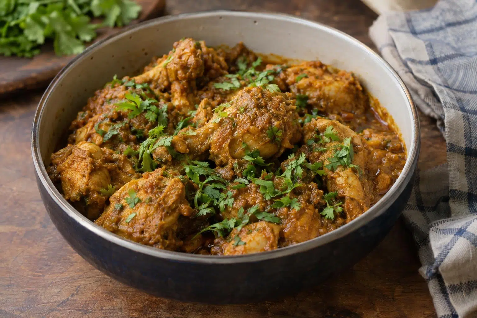 Homemade Dhaniya Murgh, ready to serve