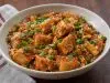 Homemade Fried Tofu in Chili Garlic Sauce, ready to serve