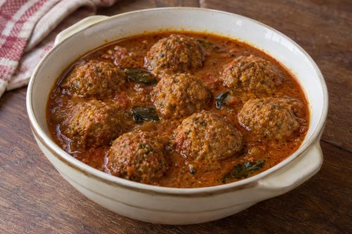 Homemade Goan Meat Ball Curry, ready to serve