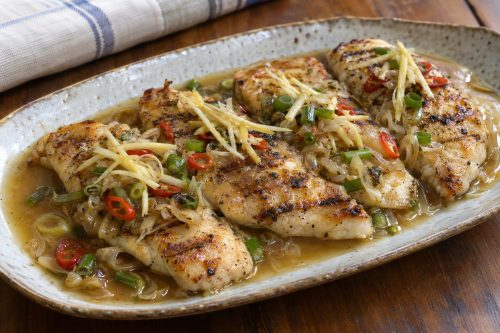 Grilled Fish with Ginger Sauce 5 Homemade Grilled Fish with Ginger Sauce, ready to serve