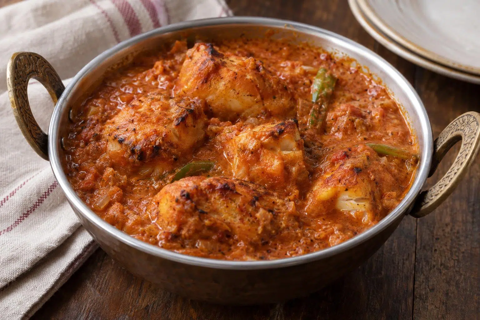 Homemade Macchi Tikka Masala, ready to serve