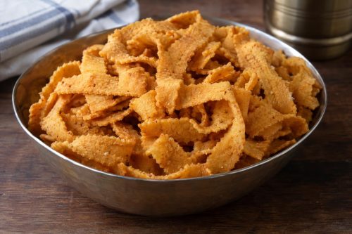 Homemade Ribbon Pakoda, ready to serve