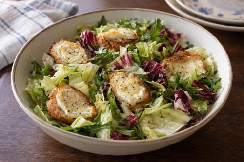 Homemade Warm Goat Cheese Salad, ready to serve